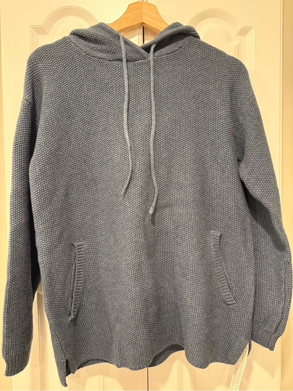 Wrap London Soft Petrol Textured Cotton Knit Hoodie Sweater Women’s US 2 NWT